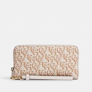Coach Beige and White Monogram Wristlet